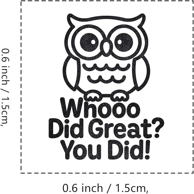 Owl Teacher Rubber Stamp, 3/5 Inch Small Mini Stamp for Scrapbooking Card Making Planner