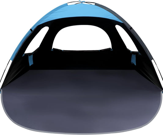 WhiteFang Beach Tent Anti-UV Portable Sun Shade Shelter for 3/4/6/8 Person, Extendable Floor with 3 Ventilating Mesh Windows Plus Carrying Bag, Stakes and Guy Lines