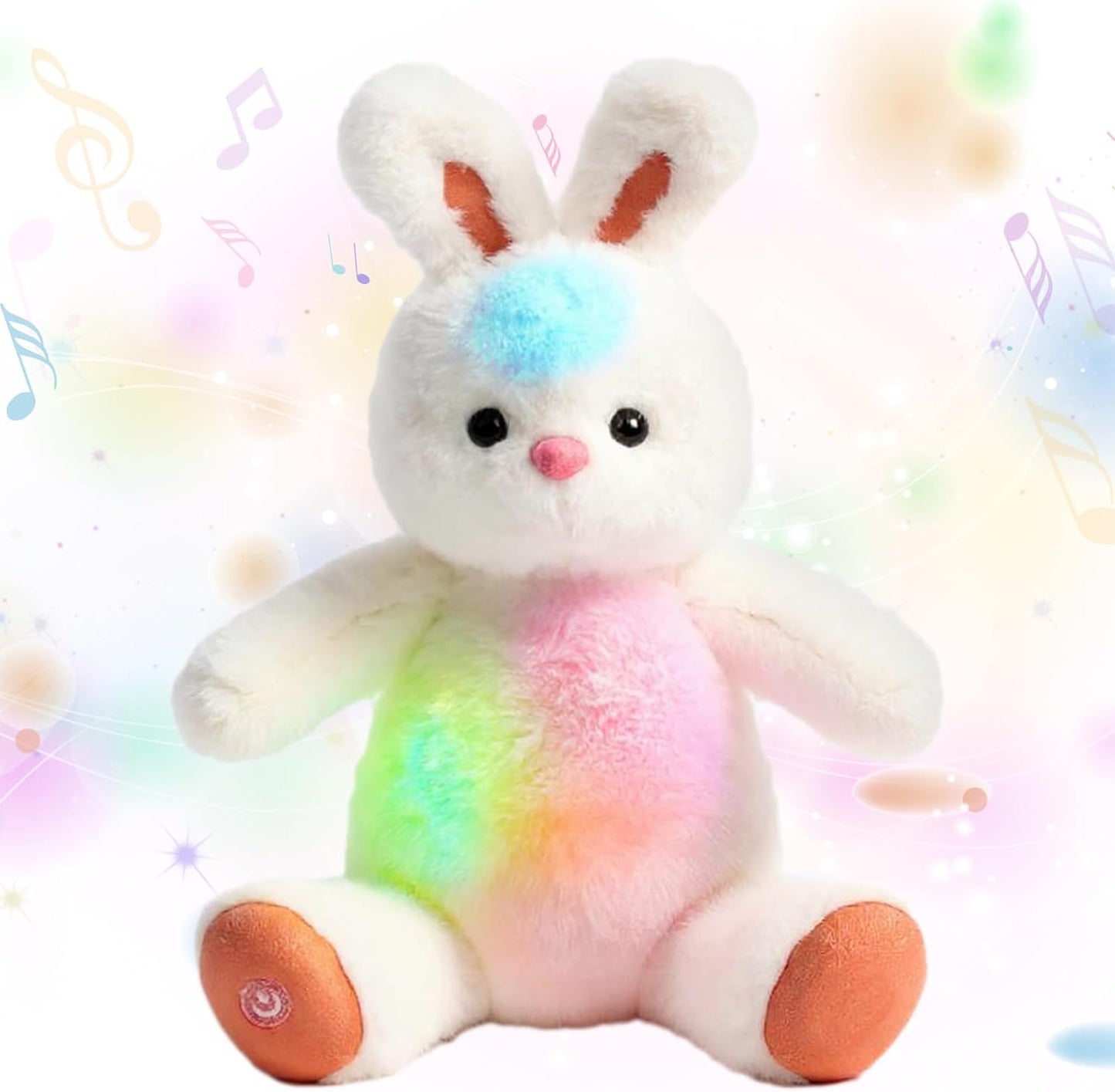 Cuteoy Musical Plush Bunny Stuffed Animal Glowing LED Light-up Nightlight Toys Singing Lullabies Birthday Christmas Plushies Rabbit Gifts for Kids Boys Girls,13"