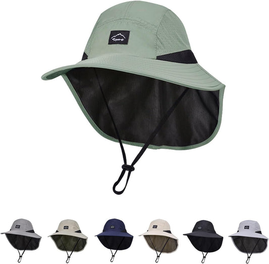 Outdoor Kids Sun Hat with Neck Flap UPF 50+ Quick Dry Beach Hats for Baby Boys Girls Age 2-12 Years Adjustable