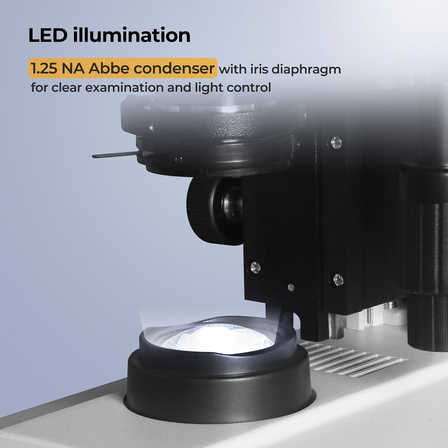 [Darkfield Blood Model] Lab Darkfield & Brightfield Vabiooth Trinocular Compound Microscope 40X-2500X Magnification with 7" Monitor 5MP E-Eyepiece, Adjustable Mechanical Stage, LED Illumination