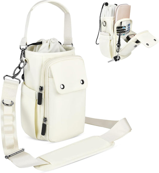 Water Bottle Holder with Strap 32 40oz Crossbody Insulated Water Bottle Carrier Sling Bag with Adjustable Wide Strap and Phone Purse 5 Pockets for Walking Hiking Gym Travel