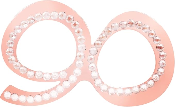 90th Birthday Glasses - 6 Pairs Rose Gold 90 Years Old Glasses with Rhinestones Frame, Funny Plastic Costume Photo Booth Props for 90th Anniversary Party Decorations