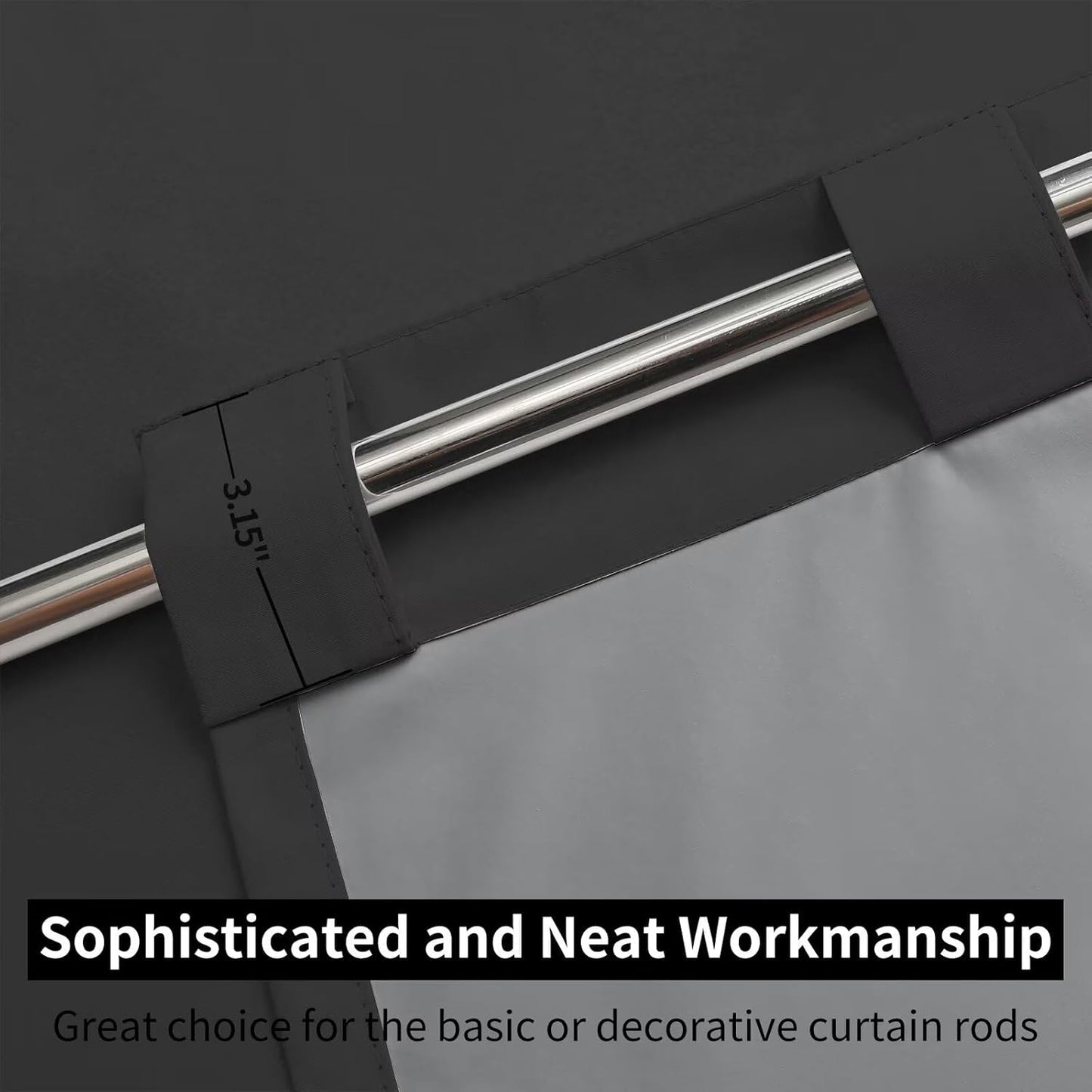 Joydeco 100% Blackout Curtains 108 inches Long for Bedroom Living Room - 2 Panels Set Burg Room Darkening Black Out Curtains for Bedroom Windows, Back tab Rod Pocket(52x108 inch,Black)