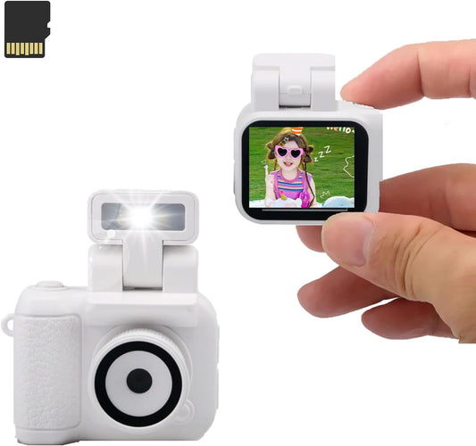Mini Action Camera 1080P with 32GB Card, White, Compact and Portable, Perfect for Carrying Around, Long Battery Life, High-Definition Display