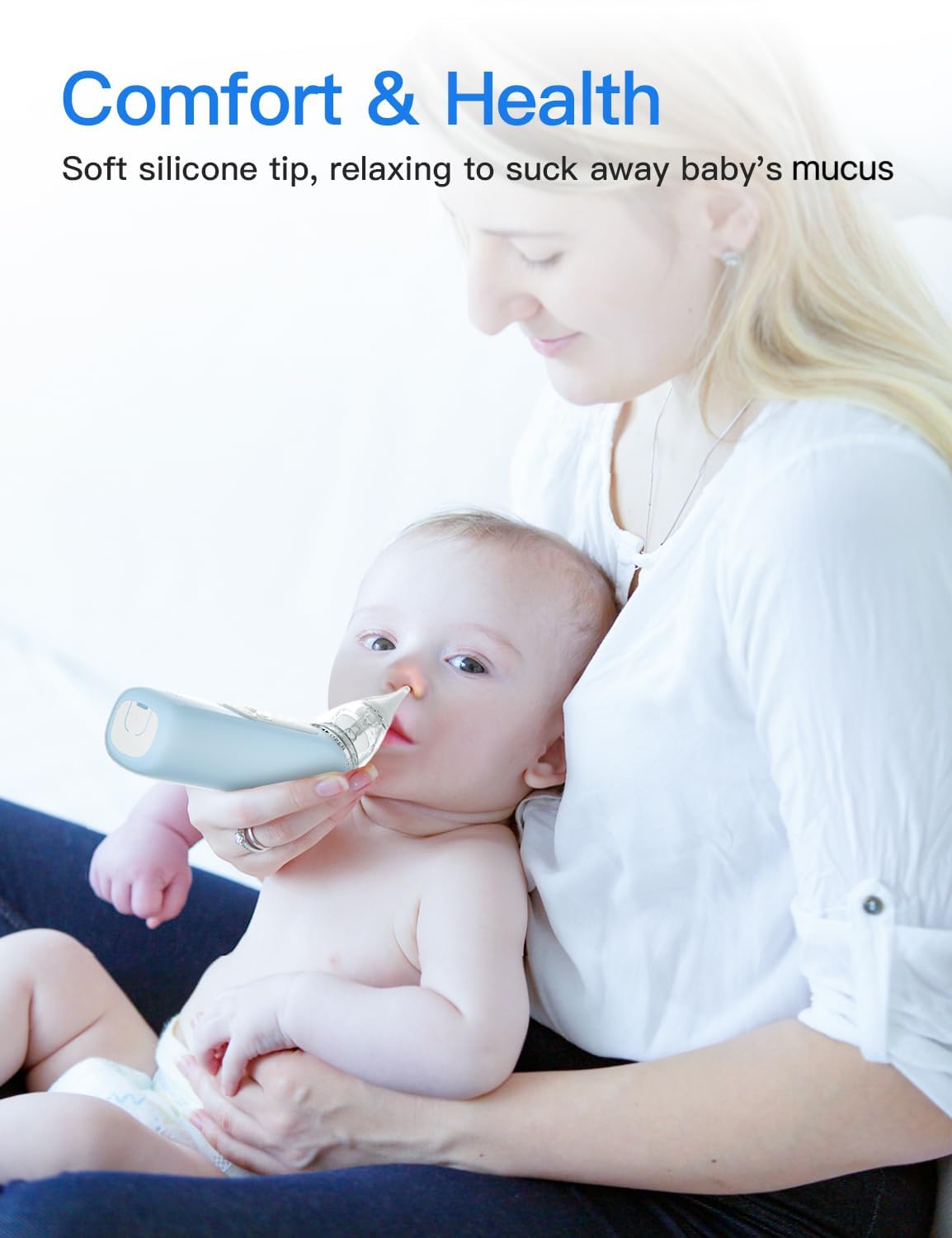 Baby Nasal Aspirator, Electric Nose Sucker with 5 Levels Suction, Soothing Light & Nursery Rhymes