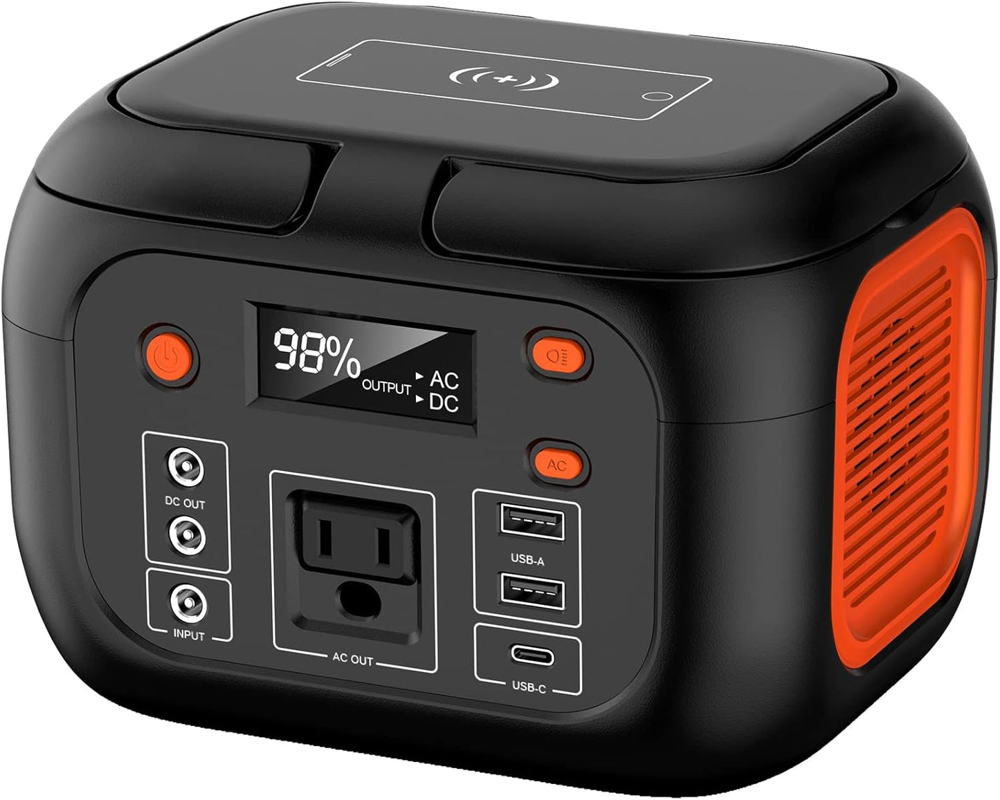 Portable Power Station 97Wh Backup Lithium Battery, Solar Generator Power Bank Station Fasting Charging 150W with Wireless Charging LED Flashlight Power Supply for Home Camping RV Emergency