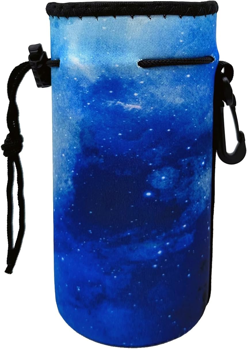 Water Bottle Bag Carrier, Neoprene Sleeve Portable Insulator Cover With Drawstring for 18-20 Oz Bottles (Blue)