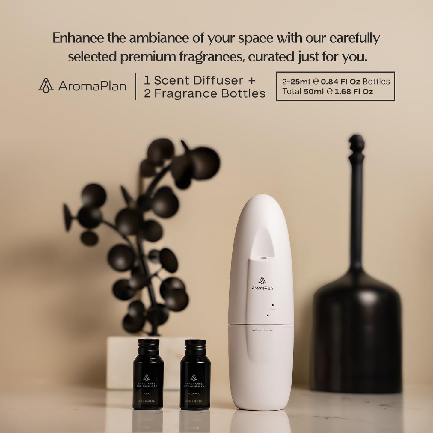 AromaPlan Authentic 2025 Upgraded Plug in Waterless Diffuser (2 Fragrances Included) -Cold Air & Nanotechnology Diffusers for Home & Office- Silent Wall Diffuser Plug in (1 Device +2 Scents)