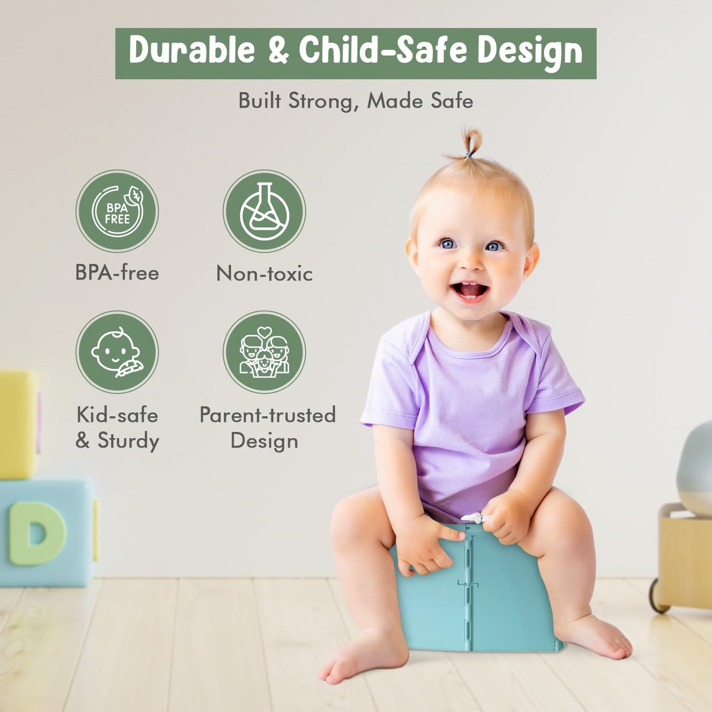 Teo - Portable Toddler Travel Potty – Foldable, Lightweight, Leak-Proof Toilet for Kids with Travel Bag & Disposable Liners – Compact Potty Chair for Home & On-The-Go Use (Sailboat Blue)