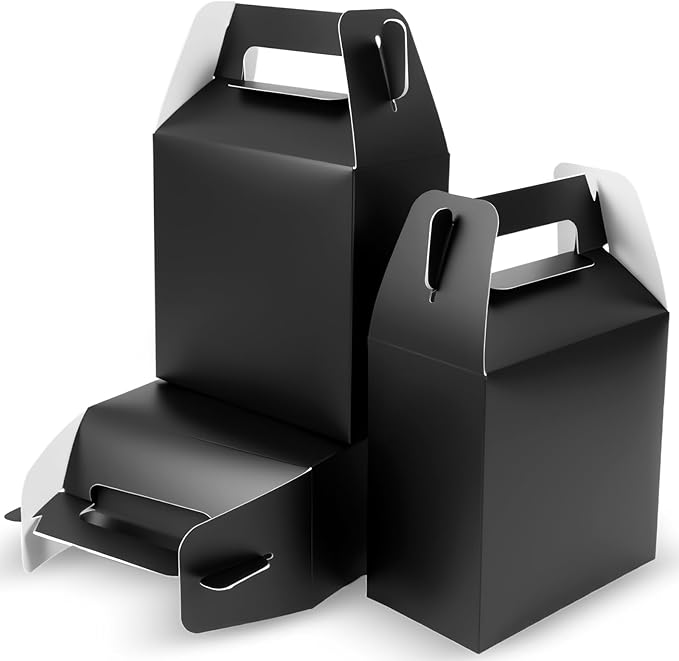 XAGLVV 12 Pack Black Party Favor Boxes (7x3.5x6.6 Inch) - Goodie Gift Boxes for Birthday, Wedding, Baby Shower