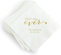 Weddingstar Personalized Printed Paper Napkins 3-Ply 50 Pack - Cocktail White