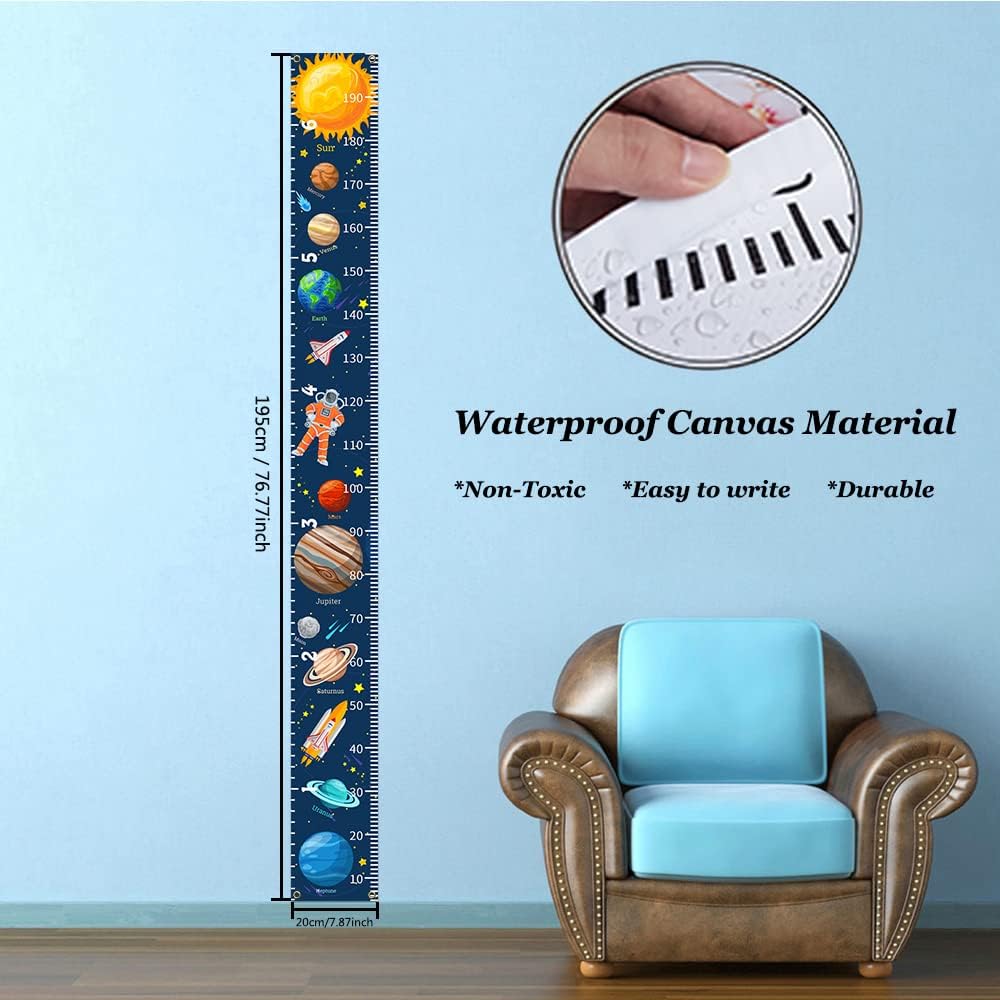 Outer Space Growth Chart for Kids Planets Baby Height Chart Canvas Height Measuring Rulers for Boys Girls Removable Growth Height Chart for Nursery Toddlers Child's Room Decor 79" x 7.9"