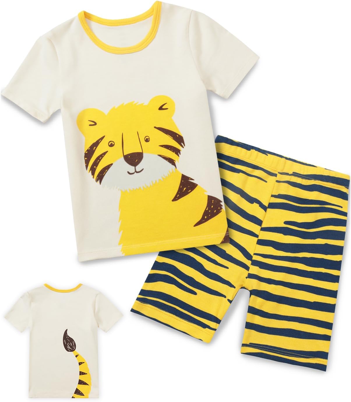 Bamboo Viscose Toddler Animal Pajamas Boys Girls Kids Cool Short Summer 12M-8Y Snug fit Pjs Set 2pcs