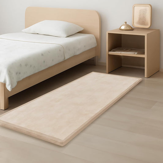 Baby Play Mat for Kids Room,Extra Thick Elasti-Foam Anti-Fall Cushion Mat for Babies,Toddlers,Infants,Water-Repellent&Non-Slip Bedroom Bedside Rugs(Beige)