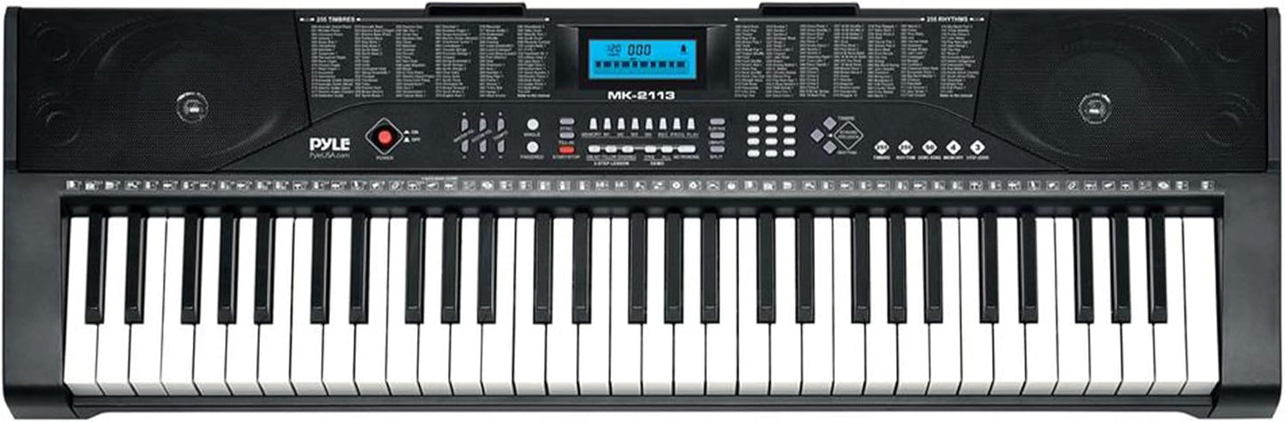 PYLE Electric Piano, Electric Keyboard Piano, Music Keyboard, 61 Keys, Bluetooth, LCD Display, Portable Design, Karaoke Function, Includes Stand, Stool, Book Rack, Headset, Perfect for Beginners