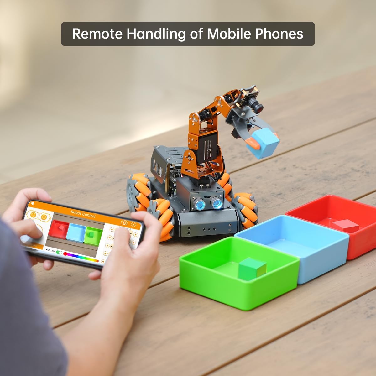 Robotic Arm for Raspberry Pi, AI Vision MatserPi Open Source Mecanum Wheel Chassis Robot Car Kit 5 DOF/Axis Smart Robotic Arm DIY Robot, with Raspberry Pi 4B 8GB