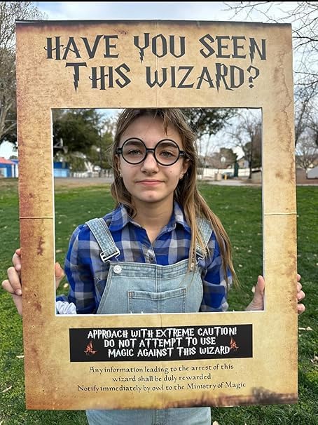 LaVenty Have You Seen This Wizard Photo Booth Prop Wizard Inspired Photo Booth Frame Wizard Birthday Party Photo Booth Props for Wizard Theme Party Decorations