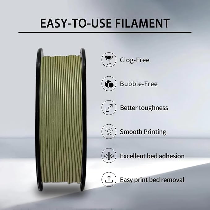 PLA Filament, Matte PLA, 3D Printer Filament, PLA Filament 1.75mm Dimensional Accuracy +/- 0.02mm, 1KG Spool (2.2 lbs), Fit Most FDM Printer (Matte Army Green)