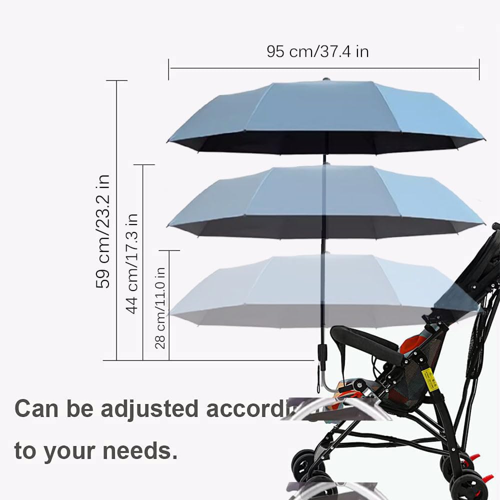 Universal Baby Parasol, Baby Stroller Sun Shade Sun Protection Sun Shade for Strollers, Waterproof Umbrella for Trolley Bike, Bicycle Umbrella with Holder Clip Clamp (sky blue)