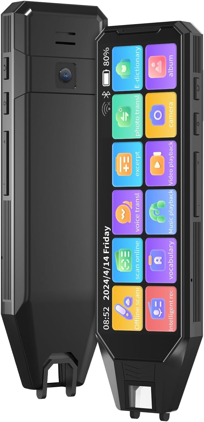 Reading Language Translation Pen Translator Scanner,142-Languges Real time Two-Way Traductor Device, 4.58 Inches Screen, HD Sound, Long Battery Life, for Students Adults (Black)
