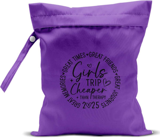 Girls Trip Gifts Wet Dry Bag, Beach Bag Wet Bag Favors, for Swimsuit Toiletry Travel Essentials For Women Aloha Bags, Beach Travel Gym Laundry bags for Dirty Diaper Swimsuit Gifts (Purple)