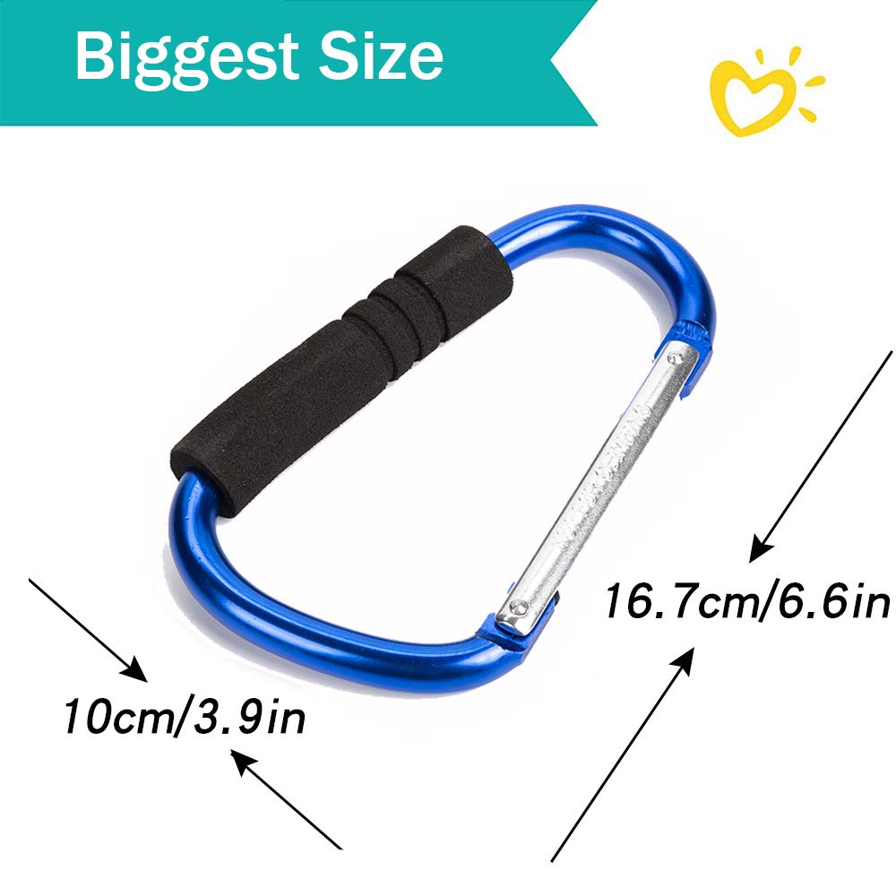 Funbliss Stroller Hooks by Baby，2 Pack Convenient Organizer Hook Bag Clips to Diaper Bags Clothing,Purses,Groceries,Great Hook Set for Mommy When Walking or Shopping Blue