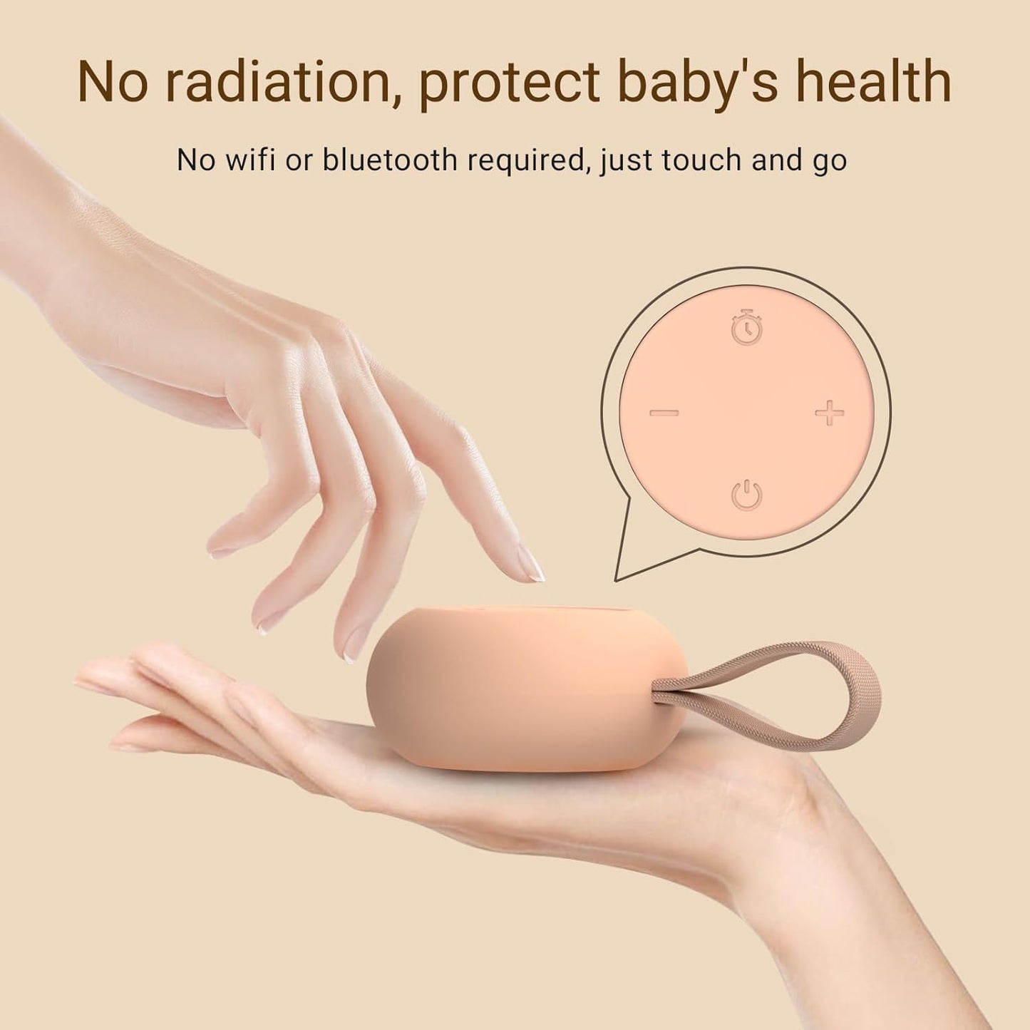 Portable Baby Sound Machine [White Noise for Babies Kids Adults][Sleep Soother][Timer Function][12 Soothing Sounds] 15 Hours Battery Life, Registry Gift,Shower,Clips on Baby Stroller.Peach
