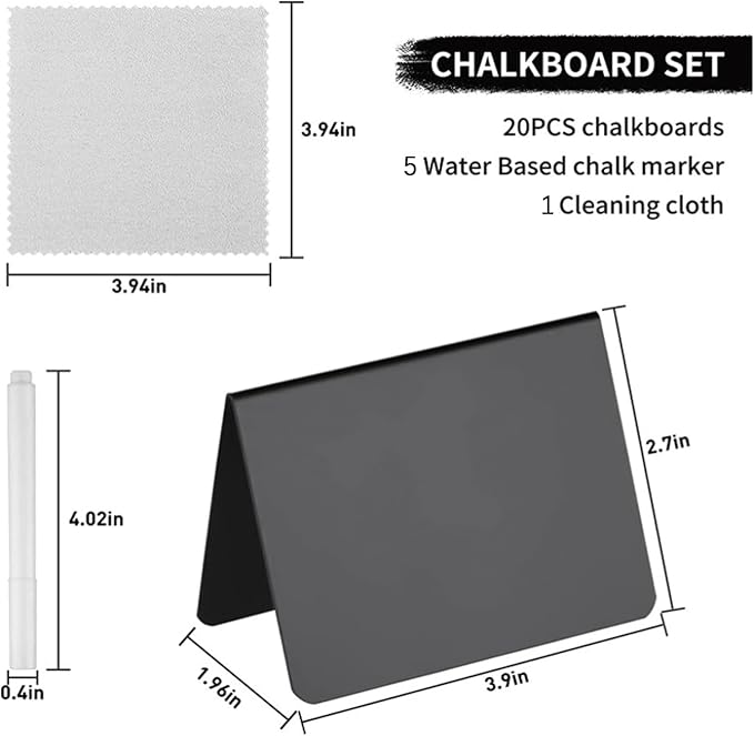 20 Pack Mini Chalkboard Signs,Food Labels for Party Buffet Weddings and Bakery Table Signs Small Chalkboard Sign Reusable Food Signs for Buffet Easy to Write On and Erase(4"x3")