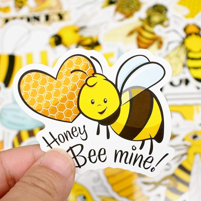 QTL Stickers for Kids Bee Stickers Laptop Stickers for Teens Girls Boys Honey Bee Stickers for Water Bottle Waterproof Stickers Cute Stickers 50Pcs