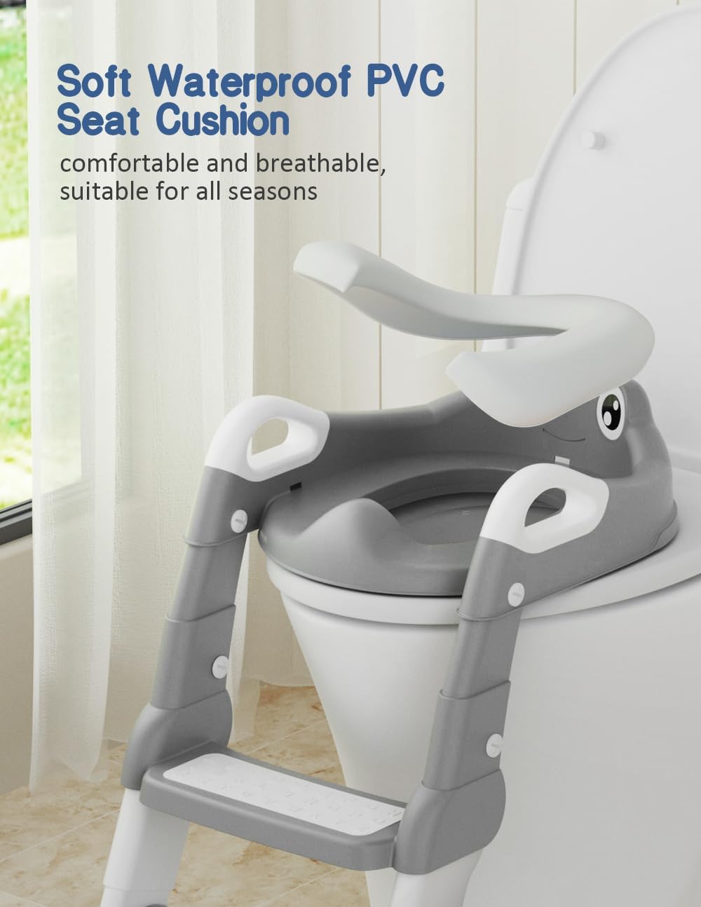 Potty Training Seat, Toddler Potty Training Toilet, Upgrade 2 In 1 Toddler Toilet Seat with Steps Stool Splash Guard and Anti-Slip Pad Soft Cushion, Potty Seats for Toddlers Baby Kids