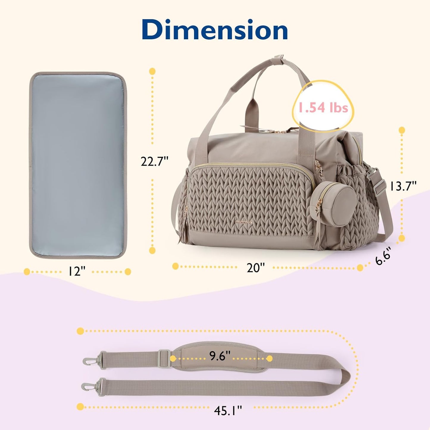 mommore Diaper Bag Tote, Large Capacity Travel Diaper bags, Hospital Bag for Labor Delivery, Baby Bag with Pacifier Case