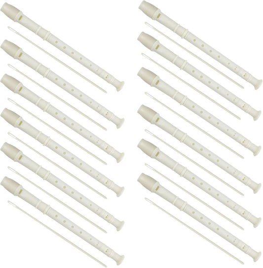 15 PCS 8 Holes Soprano Recorder - Plastic German Style Descant Flute Instrument With Cleaning Rod for Kids, Students, Beginners, Class Rewards