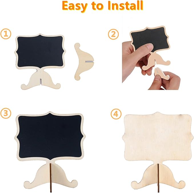 Reusable 20 Pcs Mini Chalkboard Signs with Easel Stand for Food Labels, Weddings, Birthday Parties, Message Board Signs and Event Decorations,Include 12 Colors Water-Based Chalks