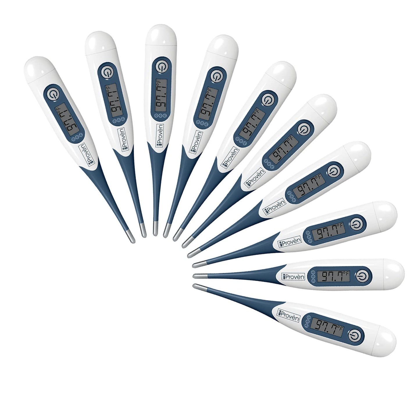 iProven Adult Digital Oral and Rectal Thermometer, Measures in 10 Seconds, with Flexible Tip, Fever Alarm, Thermometer for Kids and Babies (10 Packs)