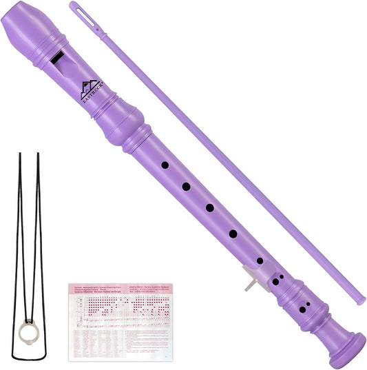 Eastrock Soprano Recorder for Kids Beginners, Recorder Instrument German Style C Key 3 Piece ABS with Cleaning Rod, Fingering Chart, Packing Bag, Thumb Rest