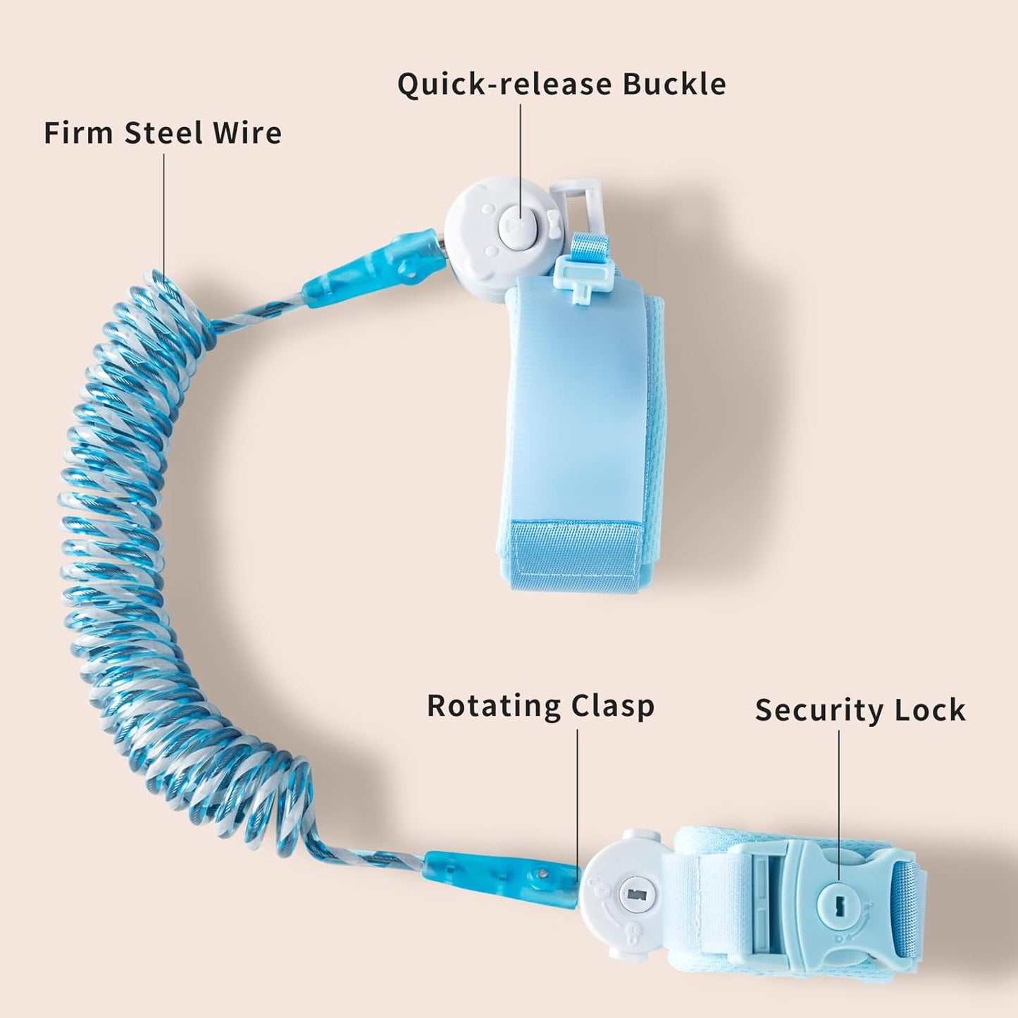 Safety Anti Lost Wrist Link for Kids with Key Lock, Reflective Child Walking Harness, Kid Wrist Leash Autism Safe Bracelet for Boys & Girls Toddlers Leash for Supermarket Amusement Park Zoo Travel