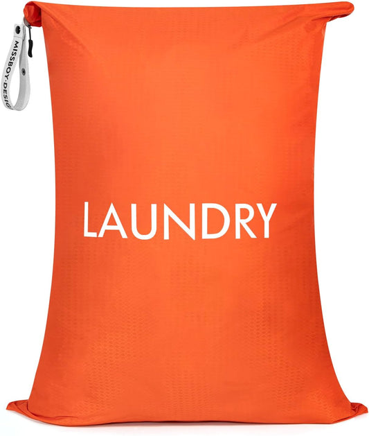 MissBoy Laundry Bag, Nylon Dirty Clothes Storage Bag, Splash-proof Travel Camping Laundry Bags with Zip, Lightweight Foldable Swimming Dry Wet Bag