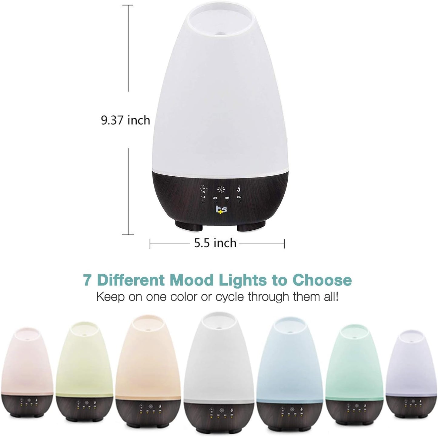 HealthSmart Essential Oil Diffuser, Cool Mist Humidifier and Aromatherapy Diffuser, FSA HSA Eligible with 500ML Tank for Large Rooms, Adjustable Timer, Mist Mode and 7 LED Light Colors, (Pack of 2)