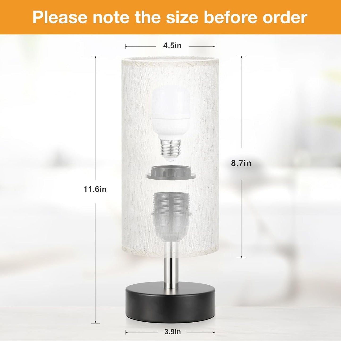 Small Table Lamp with LED Bulb - 3 Color Temperatures for Bedroom, Nightstand, Minimalist Night Stands, Desk, Kids, Living Room, Office, Dorm