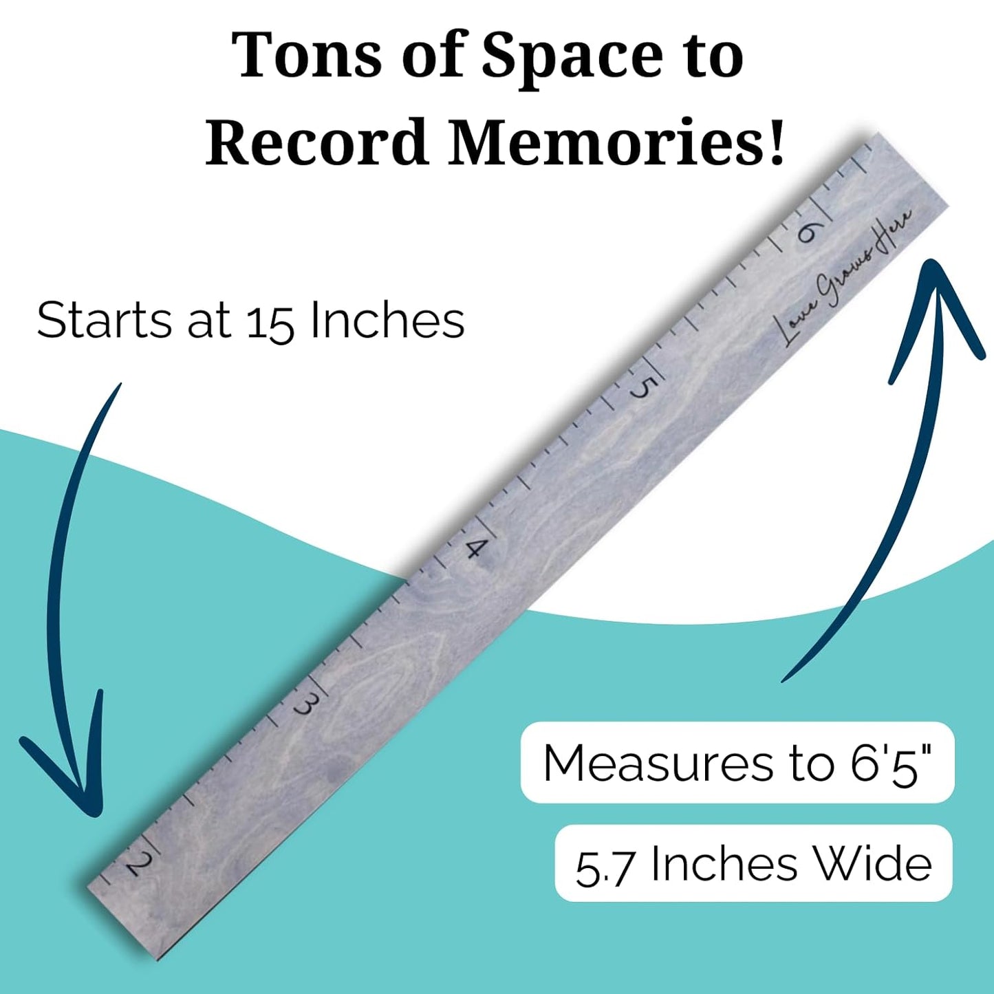 Boho Growth Chart for Wall - Height Board Growth Chart Wooden Growth Chart for Wall Kids Measuring Chart for Wall Height Chart Growth Chart for Kids (Love Grows Here, Gray)