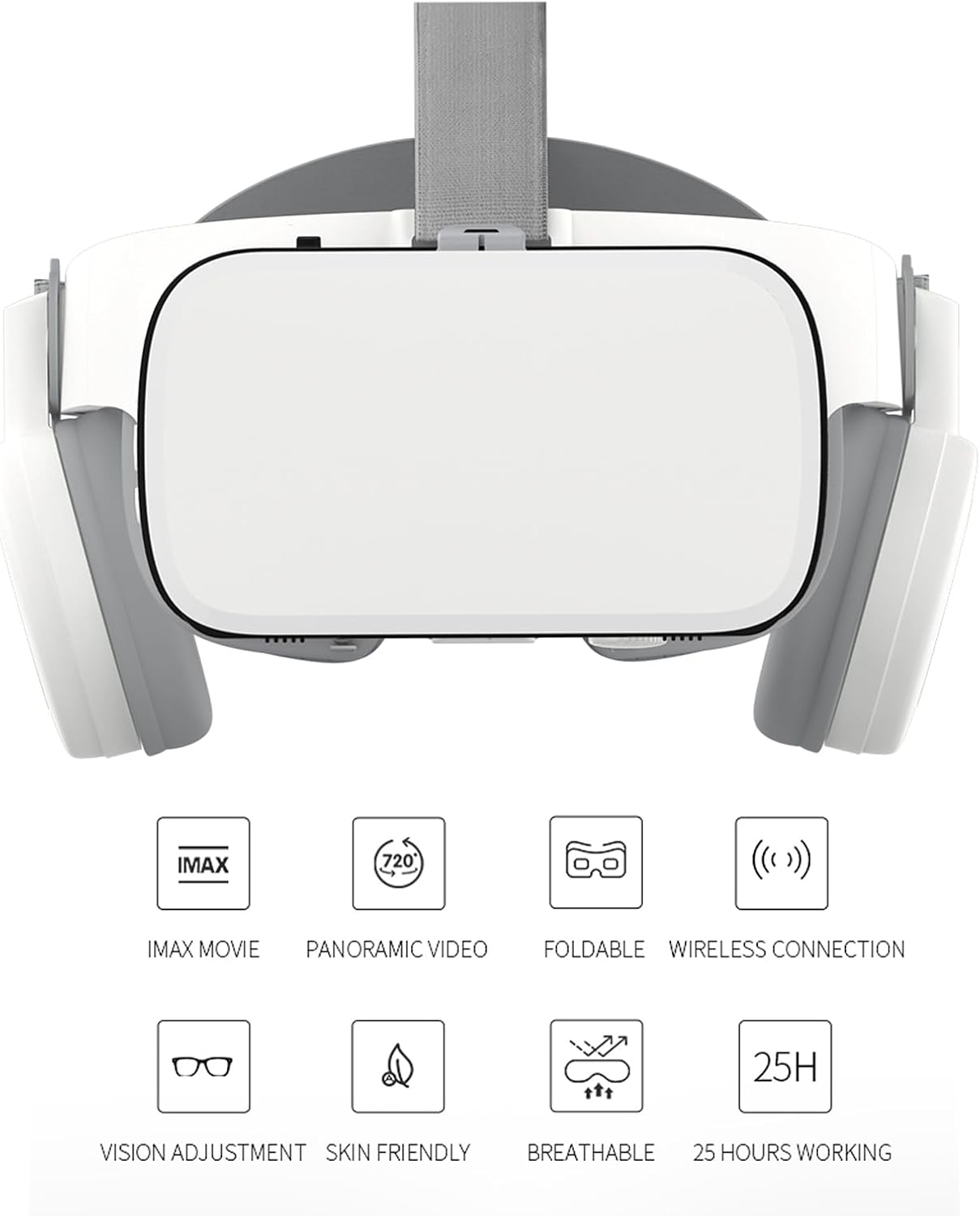 3D Glasses Virtual Reality VR for Smartphone Google Cardboard, Wireless Bluetooth VR Headset Helmet Stereo for Android iOS iPhone 12 11 Pro Max Mini X R S 8 7 Samsung 4.7-6.2" Phone (White)