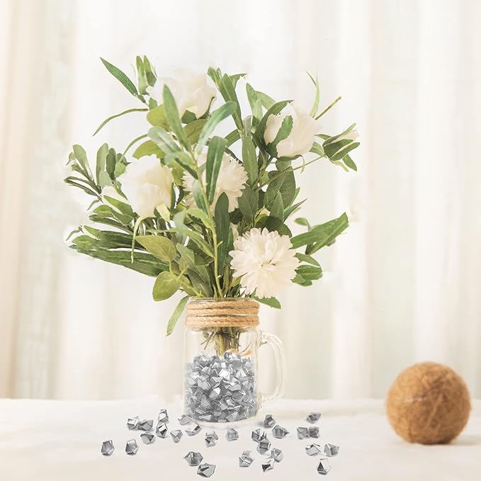 Fake Crushed Ice Cubes, Vase Fillers, 11 * 14 mm 650 pcs Reusable Fake Ice Cubes Artificial Acrylic Crystal Cubes for Wedding Decor Gold