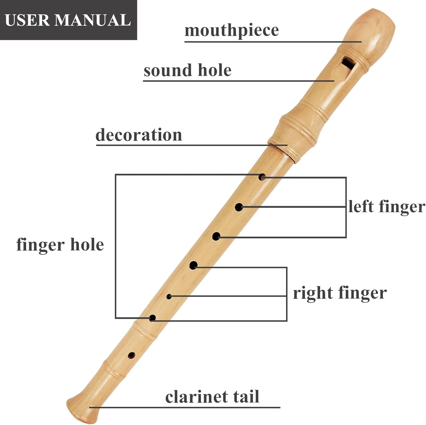 Recorder Instrument for Beginner Adults,8-Hole Soprano Descant Recorder Music Flute with Cleaning Rod & Case Bag For Home Entertainment(6-Beige)