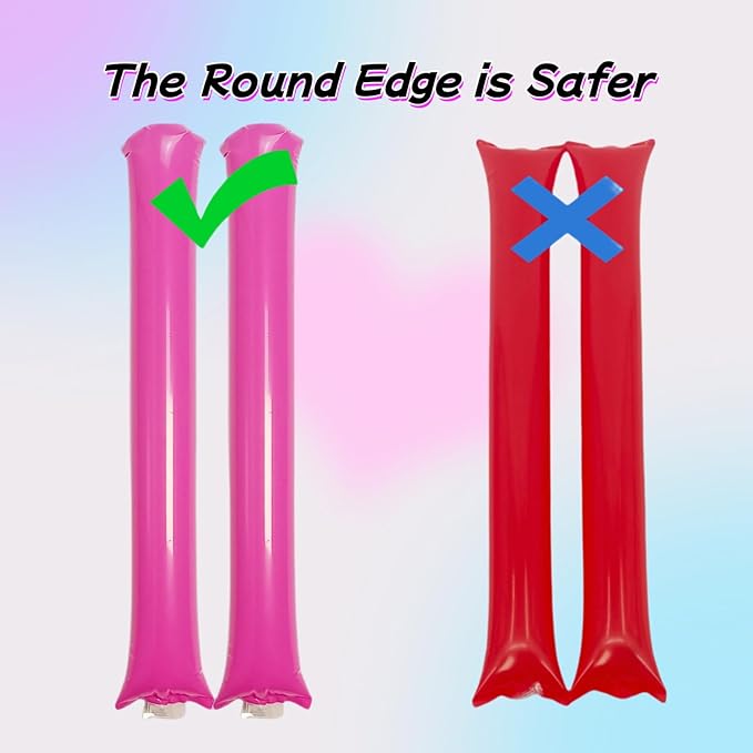 40pcs Round headTeam Spirit Boom Sticks Thunder Sticks Cheering Sticks Team Spirit Plastic Cheerleading Spirit Stick Clapper Inflatable Noise Maker Sports Supply (Pink)