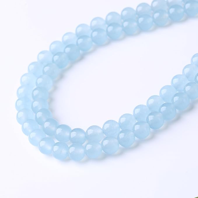 Ice Blue Chalcedony Stone Beads Gemstone Round Crystal Energy Jade Beads Stone Beads for Jewelry Making DIY Bracelet Necklace Jewelry Making 1 Strand 15.5inch 4MM