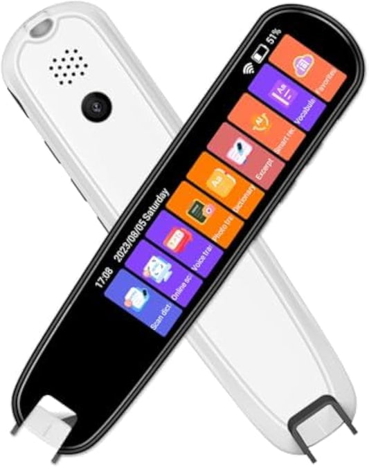 Reading Pen Translator Scanner 142 Languges Voice Photo Translate Device, Real Time Offline Scan Translation Reader, 3.69 inches Screen HD Sound Long Battery Life for Students Adults (White)