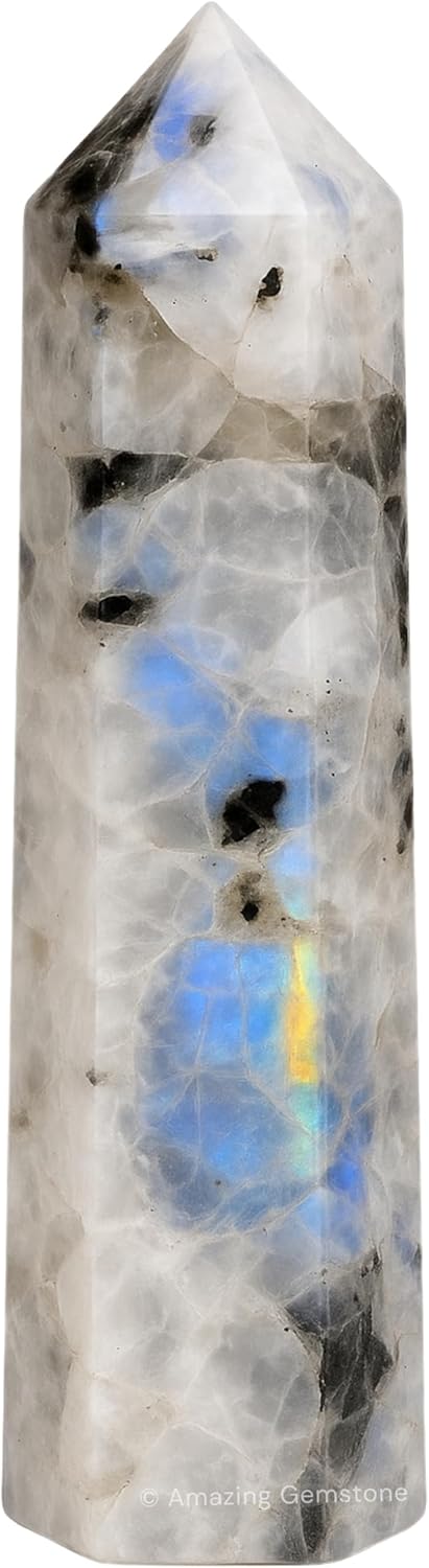 Amazing Gemstone Rainbow Moonstone Crystal Towers ~ Natural Healing Crystal Point Obelisk for Reiki Healing and Crystal Grid (2 to 3 INCH)