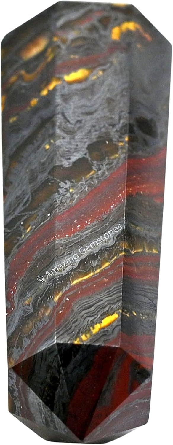 Amazing Gemstone Iron Tiger Eye Crystal Towers - Natural Healing Crystal Point Obelisk for Reiki Healing and Crystal Grid (3 Inch)