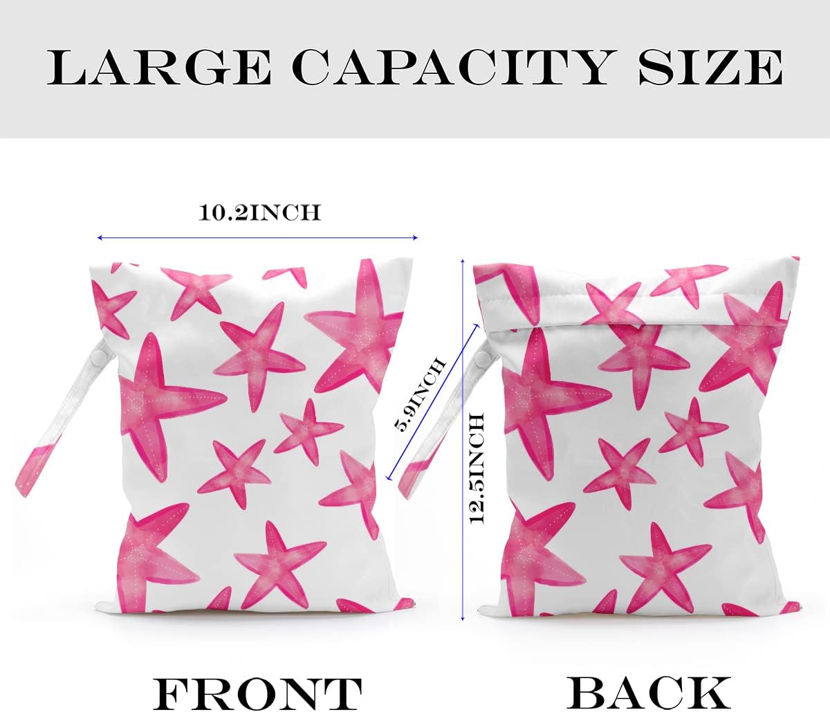 Wet Bag, Wet Dry Bag, Wet Bag for Swimsuit, Travel, Beach, Pool, Diapers, Dirty Yoga Gym Clothes, Makeup Bag, Waterproof Reusable Beach Bag Ocean Decor Starfish Sea Horse Anchor